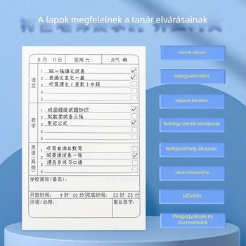 Általános iskolás házi feladatok jegyzetfüzete – ragasztott kötés, papír borító, belső lapok cellulózból, extra vastag
