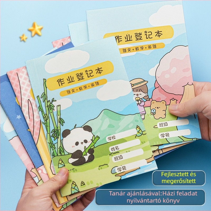 Általános iskolás házi feladatok jegyzetfüzete – ragasztott kötés, papír borító, belső lapok cellulózból, extra vastag