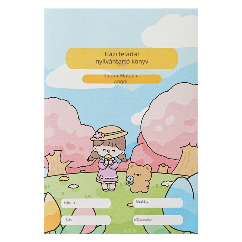 Általános iskolás házi feladatok jegyzetfüzete – ragasztott kötés, papír borító, belső lapok cellulózból, extra vastag