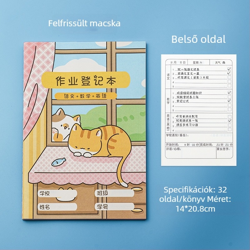 Általános iskolás házi feladatok jegyzetfüzete – ragasztott kötés, papír borító, belső lapok cellulózból, extra vastag