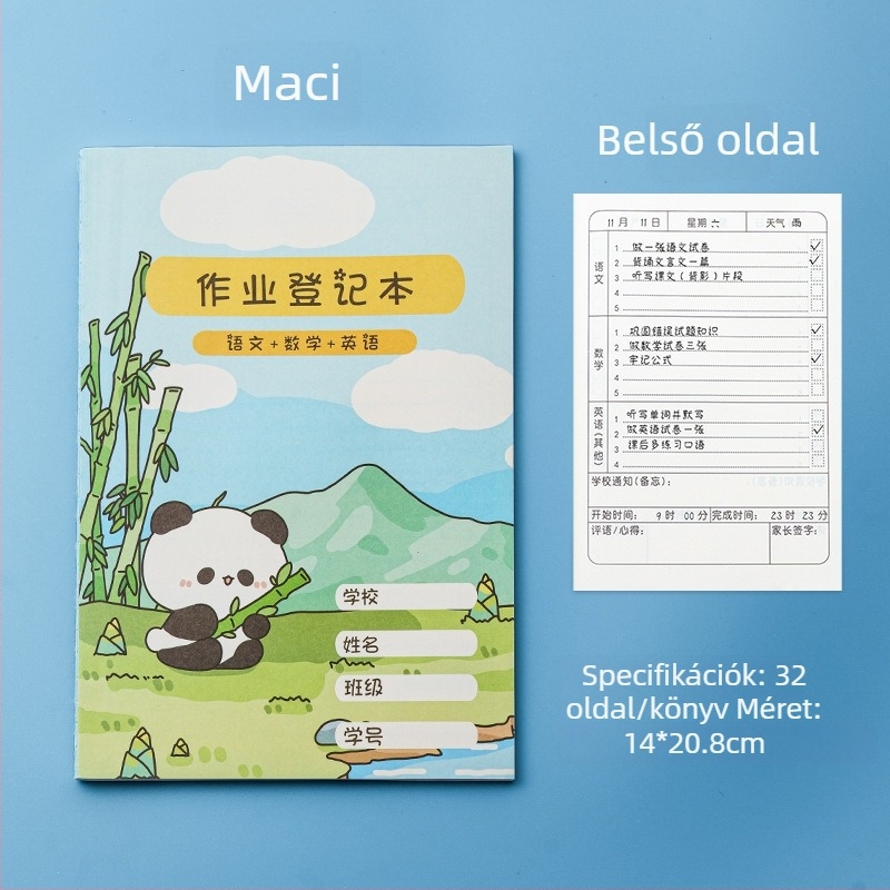 Általános iskolás házi feladatok jegyzetfüzete – ragasztott kötés, papír borító, belső lapok cellulózból, extra vastag