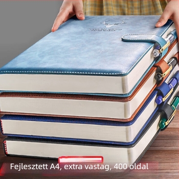 PU bőr borítású notesz szarvasfej mintával; ragasztott kötés; Daolin papír 80 g; 400+ oldal