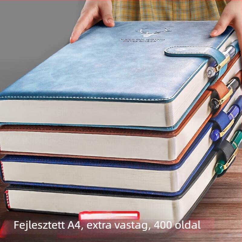PU bőr borítású notesz szarvasfej mintával; ragasztott kötés; Daolin papír 80 g; 400+ oldal
