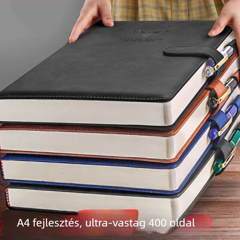 PU bőr borítású notesz szarvasfej mintával; ragasztott kötés; Daolin papír 80 g; 400+ oldal