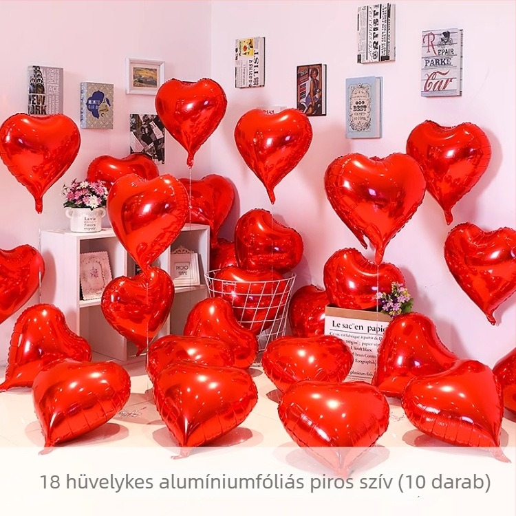 Dekorációs lufi – alumínium fóliás lufi, szív alakú, Friendly márka