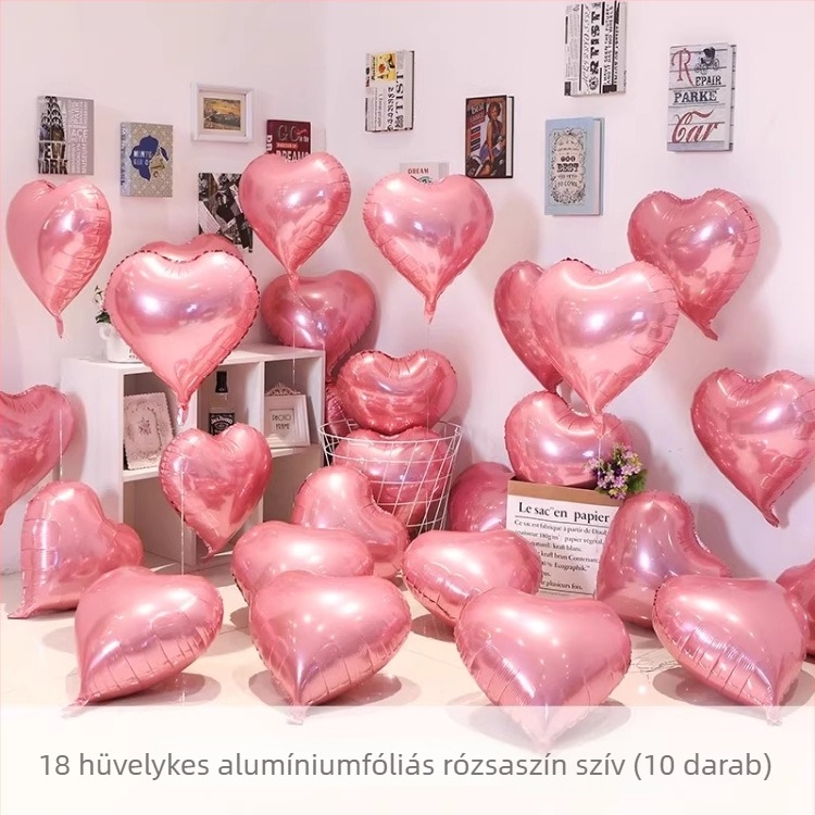 Dekorációs lufi – alumínium fóliás lufi, szív alakú, Friendly márka