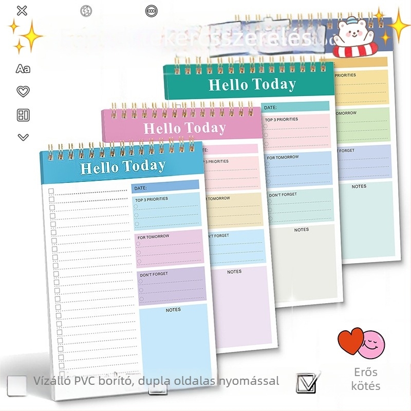 Napló napi tervezéshez PP borítóval, laza kötésű, belső papír 120 g, 50–100 oldal, üzleti iroda stílus