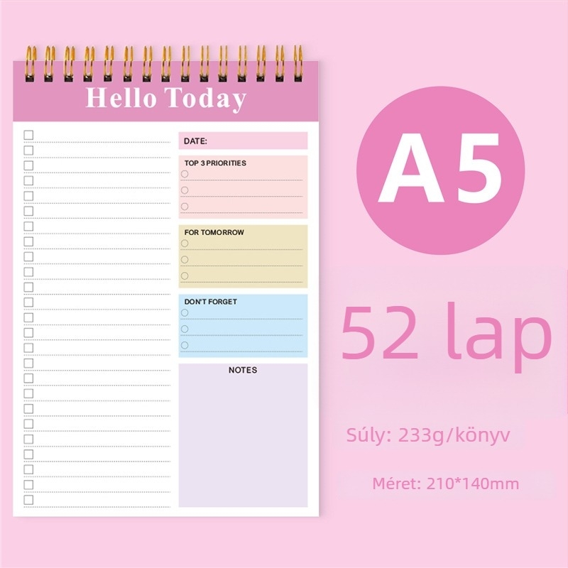 Napló napi tervezéshez PP borítóval, laza kötésű, belső papír 120 g, 50–100 oldal, üzleti iroda stílus
