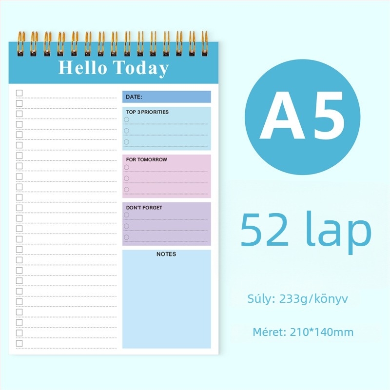 Napló napi tervezéshez PP borítóval, laza kötésű, belső papír 120 g, 50–100 oldal, üzleti iroda stílus
