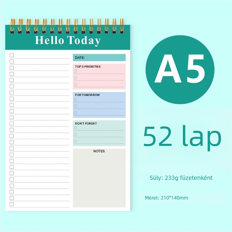 Napló napi tervezéshez PP borítóval, laza kötésű, belső papír 120 g, 50–100 oldal, üzleti iroda stílus