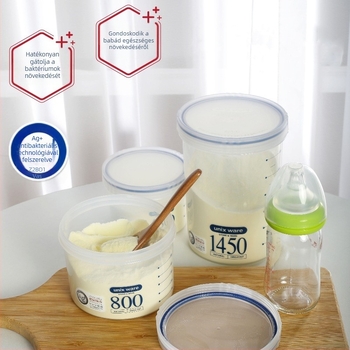 Asvel/Achel Tejpor Tartály – Zárt, Nedvességálló, Élelmiszer-minőségű Műanyag, Hordozható Tároló Tejporhoz, Alkalmas 1–2 Éveseknek