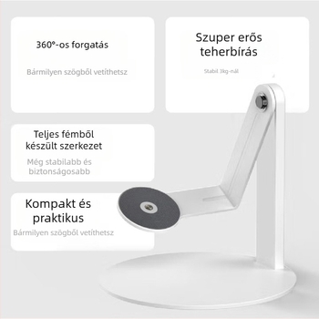 Asztali teljesen fémből készült projektorállvány 360°-os forgással, 1/4 hüvelykes csavaros csatlakozással, teherbírás 3 kg
