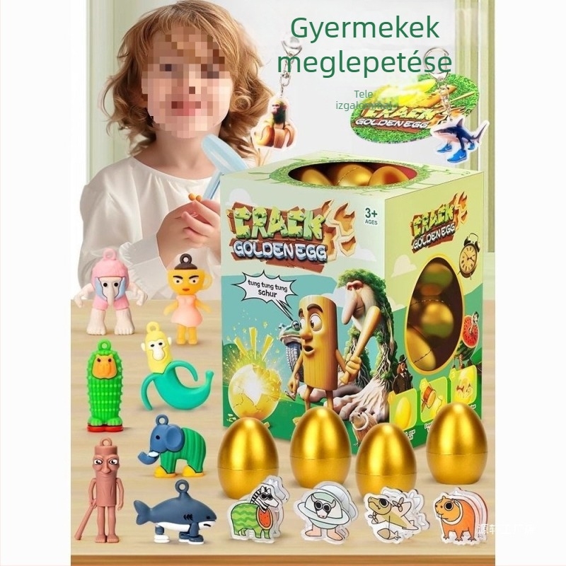 Plüss játék arany tojás meglepetéssel – rejtett dobozos kivitel, 0–3 éveseknek