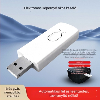 Elektromos vetítővászon projektor bekapcsolásához/kikapcsolásához, automatikus szinkronemeléssel, USB indítóval, távirányító nélkül, modell DZ-S001