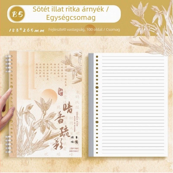 Kaba Bear KBX-2299 Kínai stílusú notesz spirálkötéssel, 40 oldal, 20 lyuk, belső oldal anyaga: nyers cellulóz