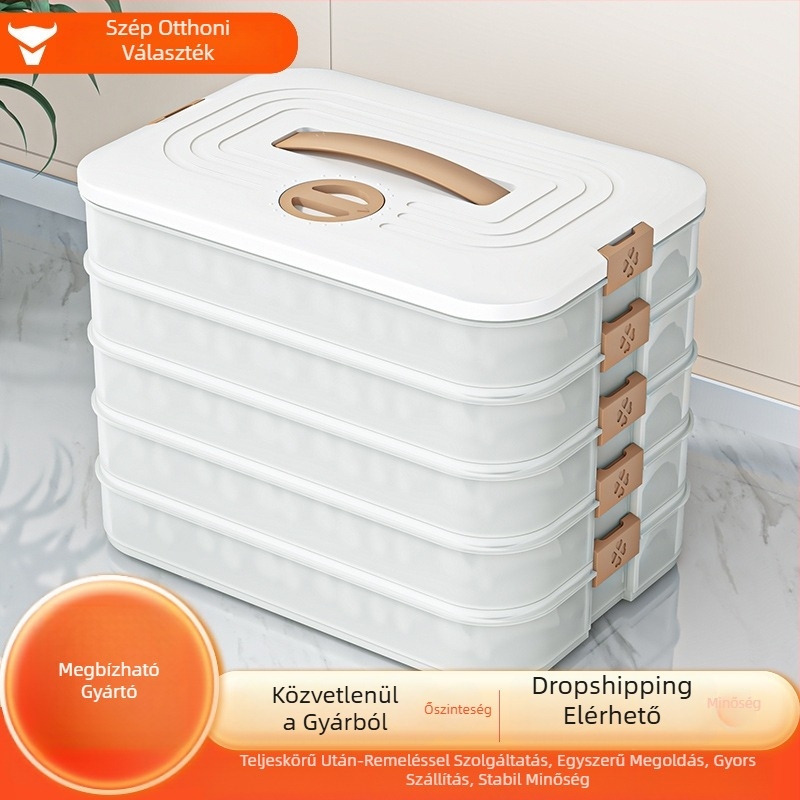 Dumpling Box – műanyag, több rétegű tároló a fagyasztóhoz és a konyhához (Modell: Dumpling Box, Eredet: Langfang, Modern Minimalista stílus)