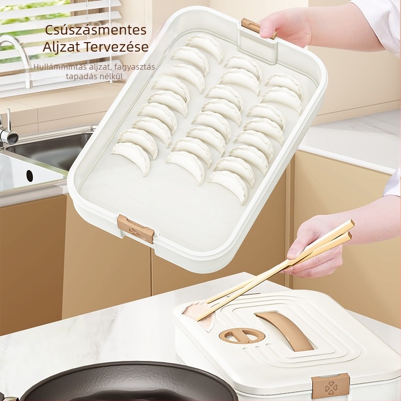 Dumpling Box – műanyag, több rétegű tároló a fagyasztóhoz és a konyhához (Modell: Dumpling Box, Eredet: Langfang, Modern Minimalista stílus)