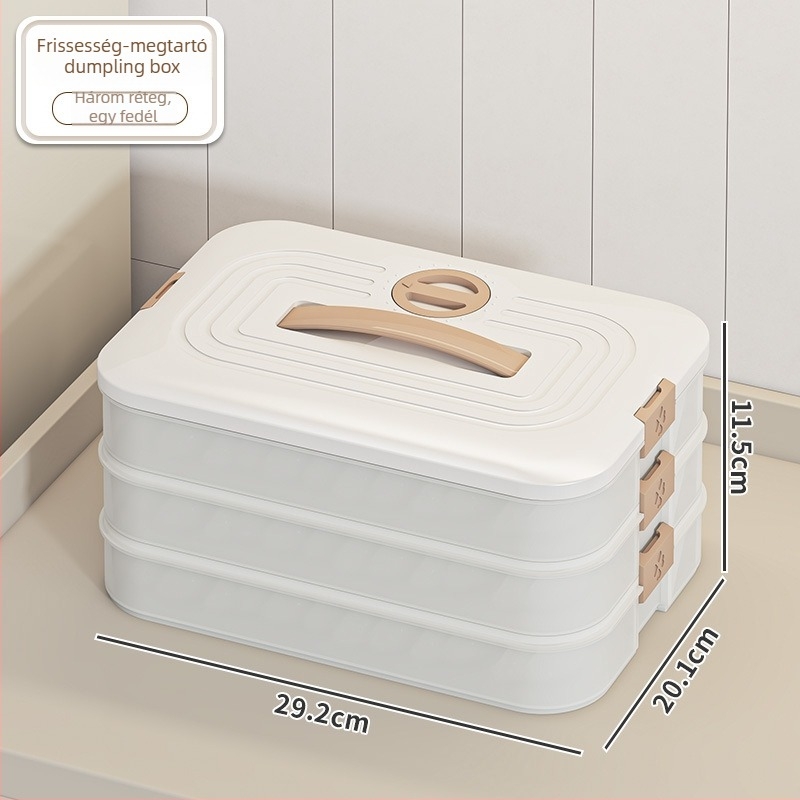 Dumpling Box – műanyag, több rétegű tároló a fagyasztóhoz és a konyhához (Modell: Dumpling Box, Eredet: Langfang, Modern Minimalista stílus)
