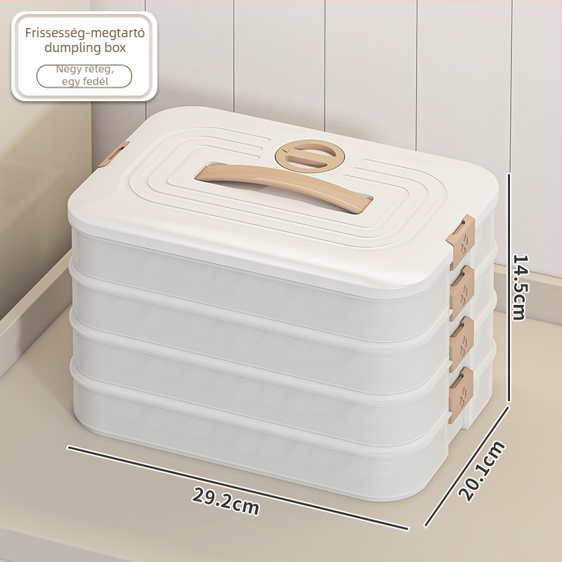 Dumpling Box – műanyag, több rétegű tároló a fagyasztóhoz és a konyhához (Modell: Dumpling Box, Eredet: Langfang, Modern Minimalista stílus)