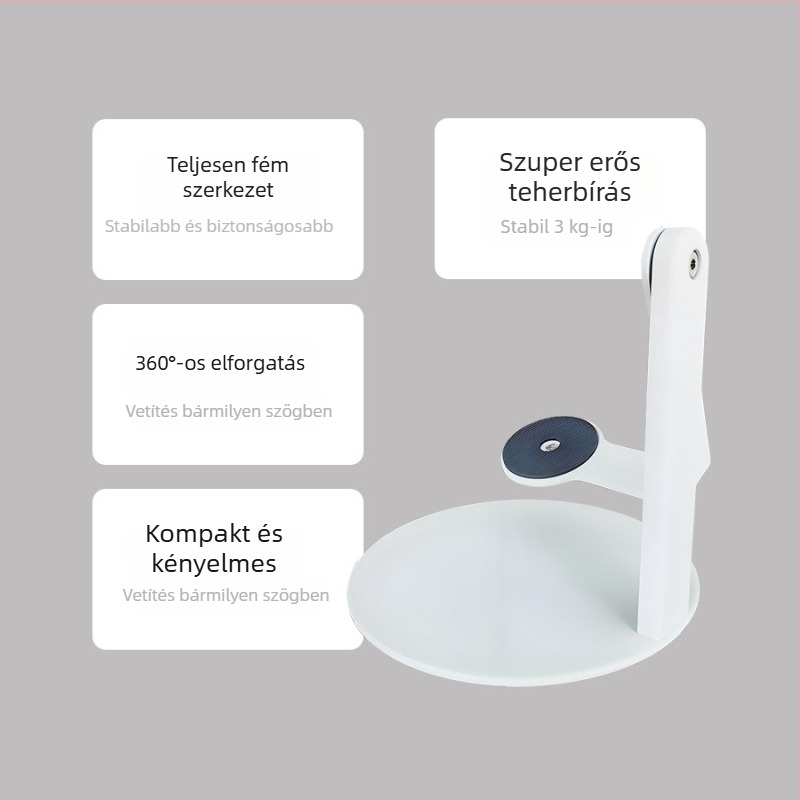 Projektorállvány, kompakt asztali kivitel, megerősített, ultra-stabil, állítható szög, többfunkciós