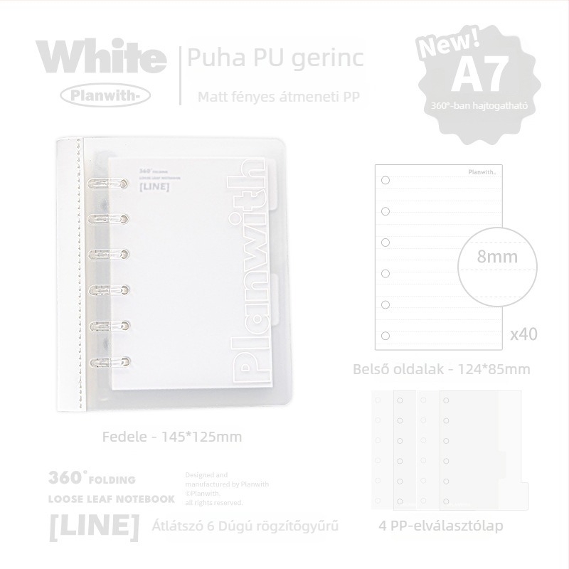 Planwith Pw251v Loose-leaf notesz, 6 lyuk, 100 g papír, kompatibilis loose-leaf töltőkkel