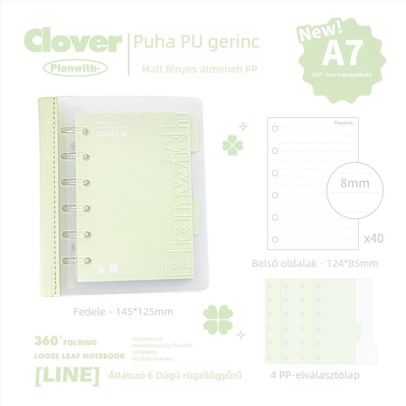 Planwith Pw251v Loose-leaf notesz, 6 lyuk, 100 g papír, kompatibilis loose-leaf töltőkkel