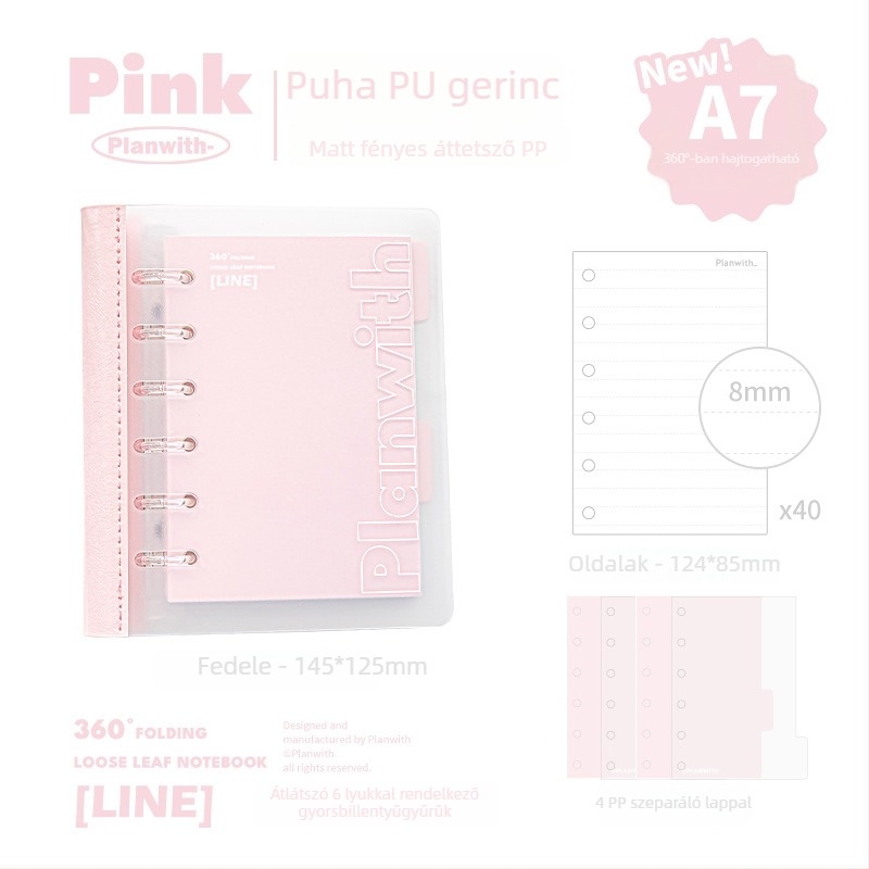 Planwith Pw251v Loose-leaf notesz, 6 lyuk, 100 g papír, kompatibilis loose-leaf töltőkkel