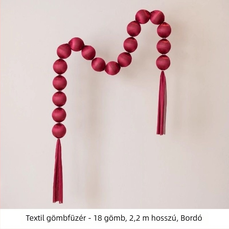 Bangou habgömbökből álló girland – lánc textilgömbökből a háttérfalhoz, INS-stílus, 2353, terem elrendezési eszköz