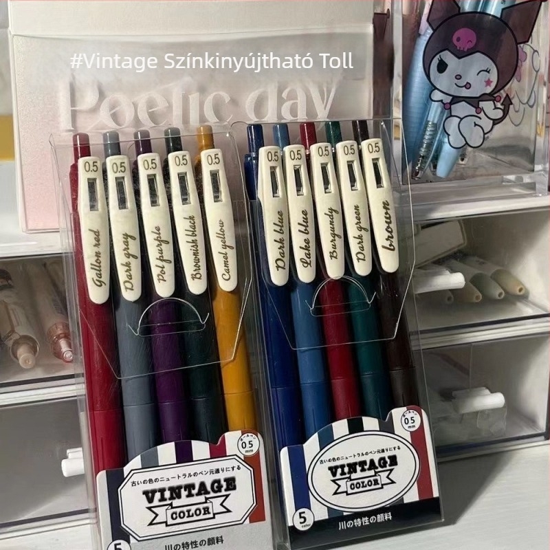 Golyóstoll, retro sorozat, golyóbetét vég, rozsdamentes acél hegye, gyorsan száradó tinta, zárás nyomással