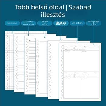 Deli cserélhető belső noteszhez, 20/26/30 lyukak, 60 oldal vastag fehér papír, modell NA560-2