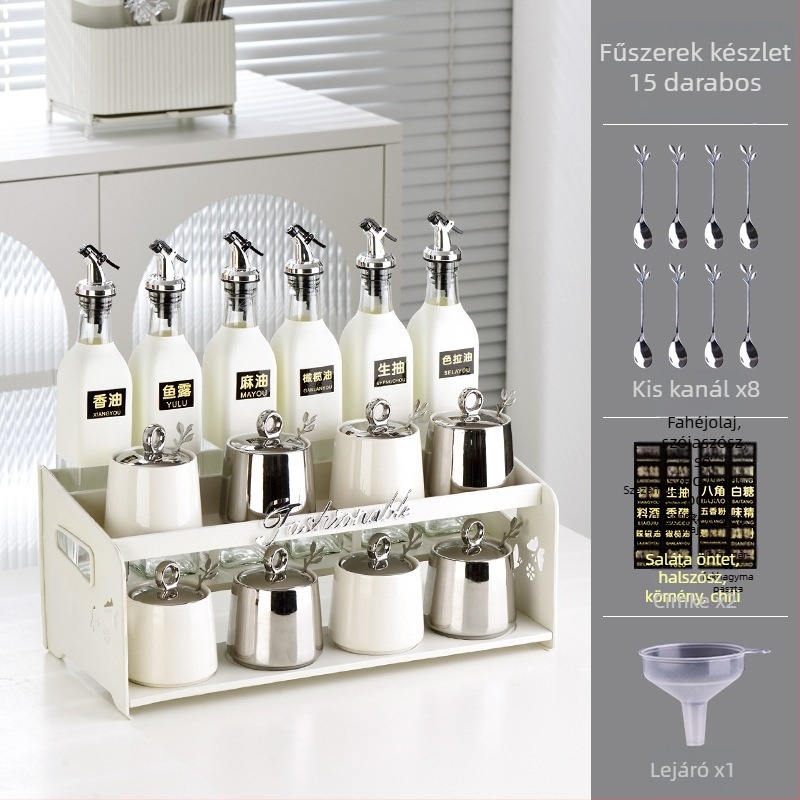 Fűszertartó készlet kés-tartóval és evőpálcika tartóval - kerámia - Dimensional Light márka - modern minimalista stílus