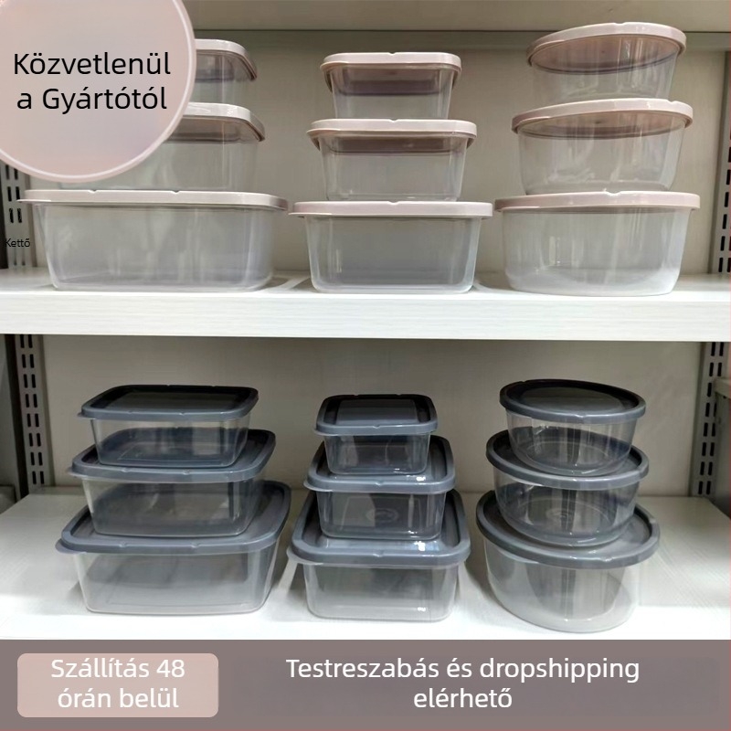 Hűtőszekrény tároló doboz – műanyag, egyszerű stílus, Taizhou eredet, hordozható tárolás, frissesség megőrzése