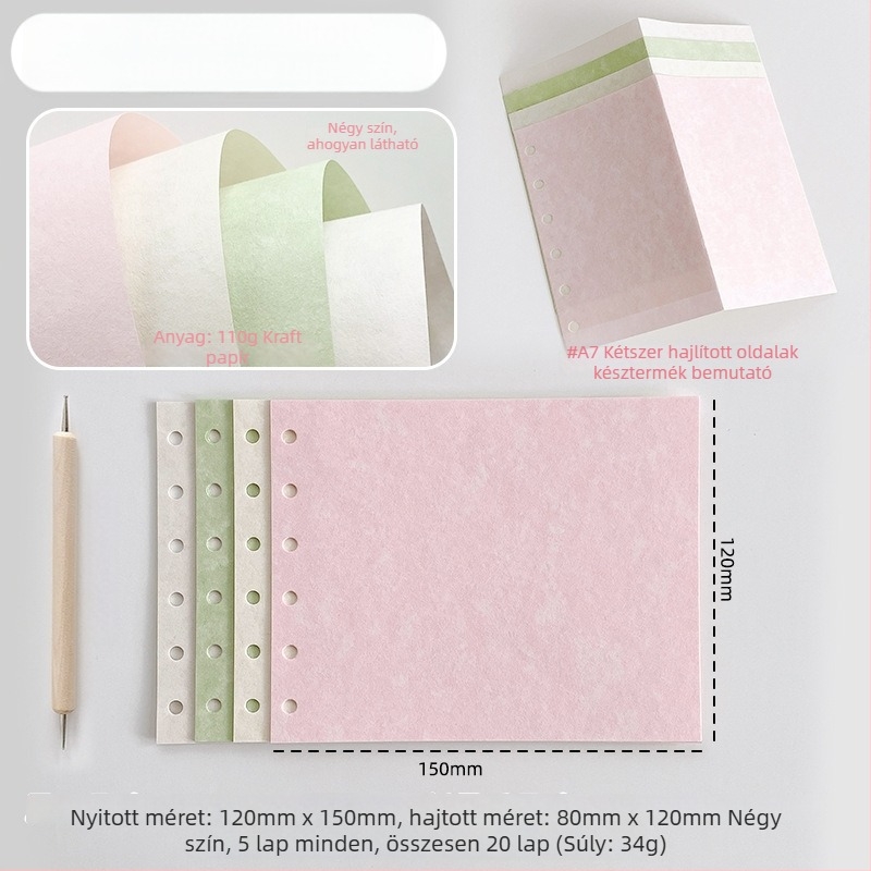 Töltőrefill notesz pergament papírral, 110 g, két- és háromhajtogatott oldalak, üres belső oldalak, termékkód Q3-28
