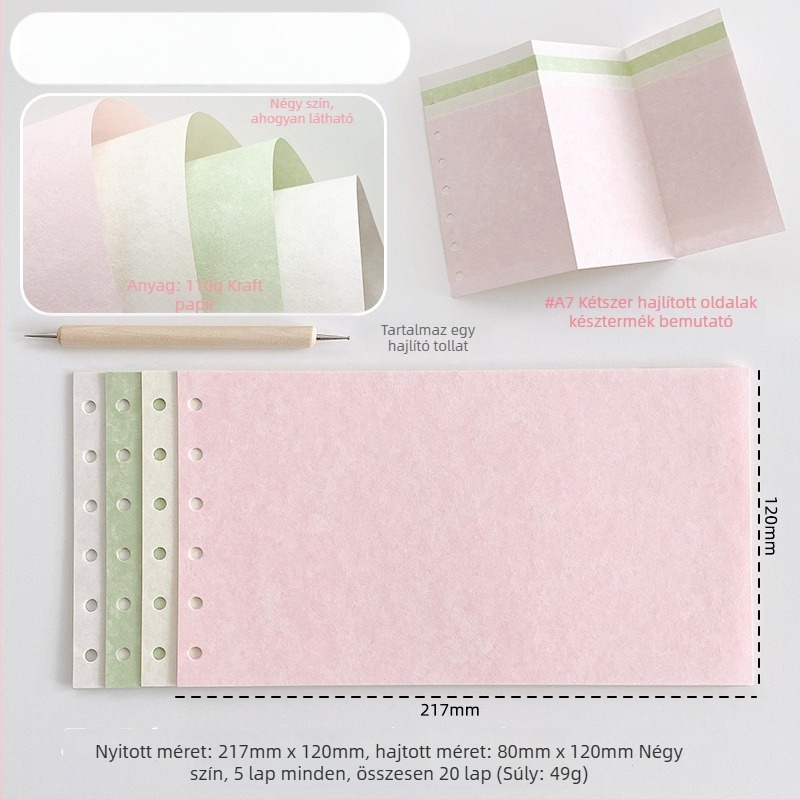 Töltőrefill notesz pergament papírral, 110 g, két- és háromhajtogatott oldalak, üres belső oldalak, termékkód Q3-28