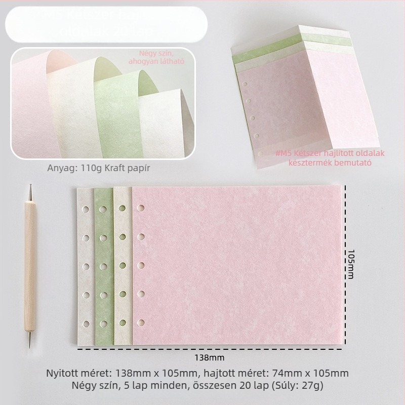 Töltőrefill notesz pergament papírral, 110 g, két- és háromhajtogatott oldalak, üres belső oldalak, termékkód Q3-28