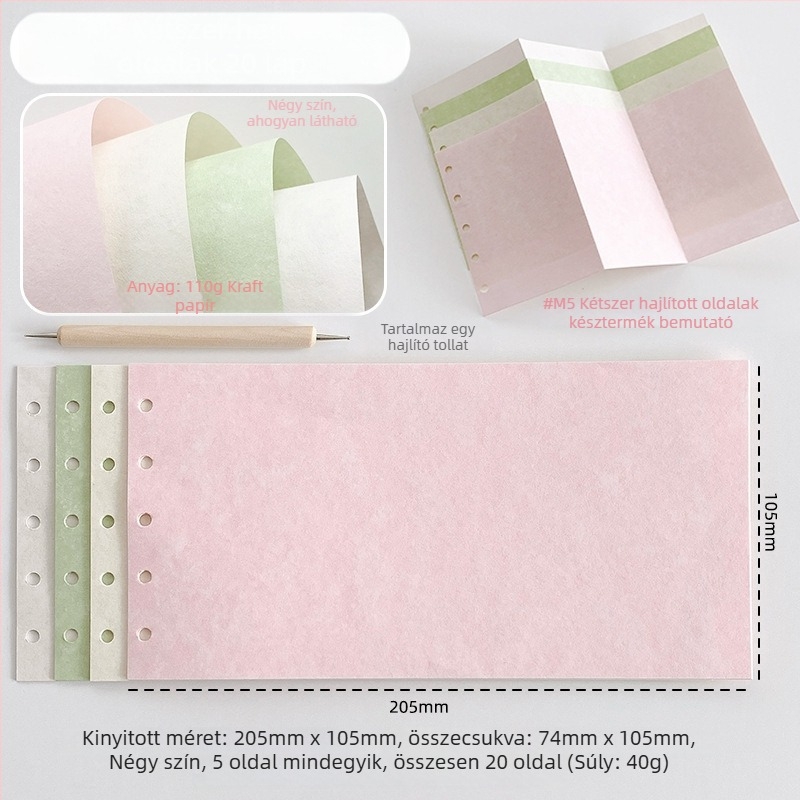 Töltőrefill notesz pergament papírral, 110 g, két- és háromhajtogatott oldalak, üres belső oldalak, termékkód Q3-28