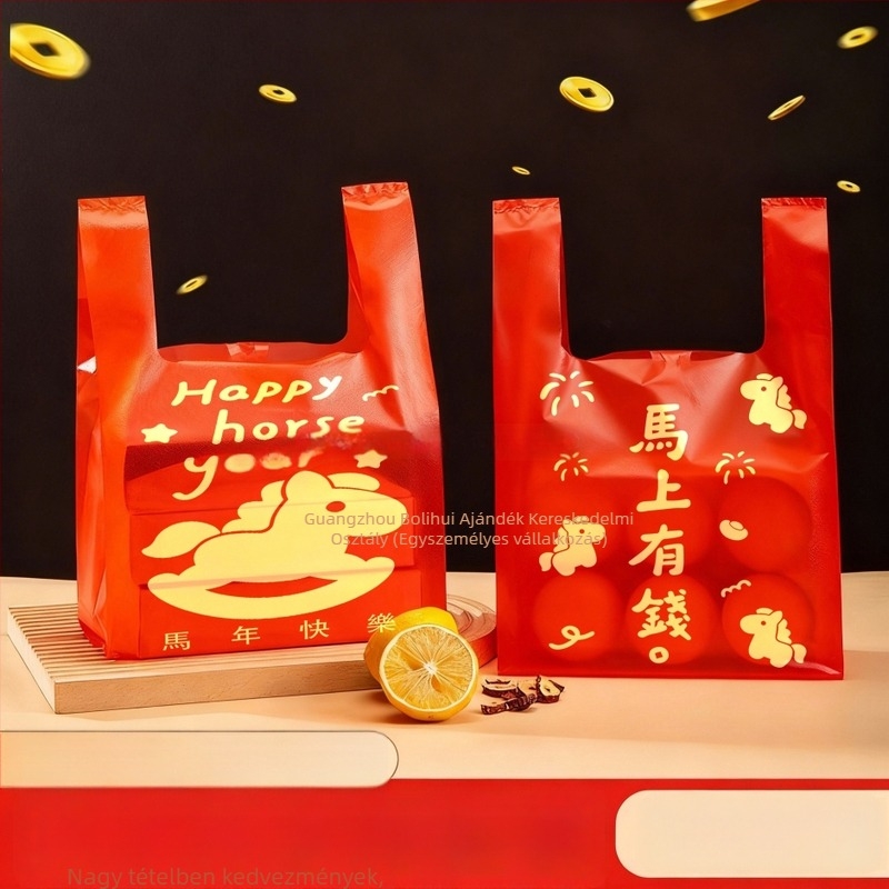 Ló évének ajándéktáskája, műanyag, anime stílus, rendezvény dekorációs rekvizit