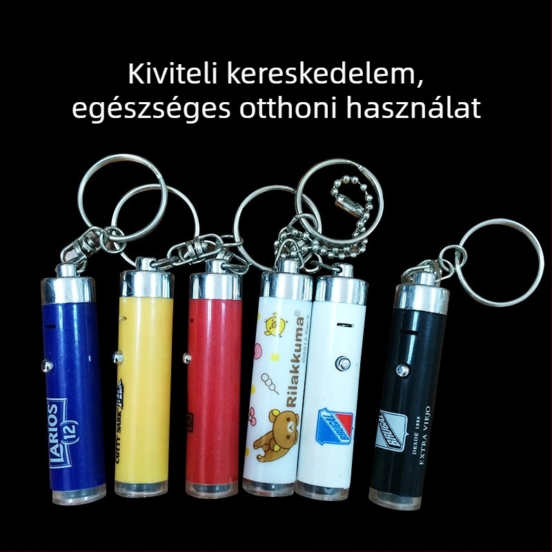 Ylaire Mini LED Vetítő Kulcstartó - Hengeres alumínium test műanyag végekkel, 15 g, egyedi csomagolás