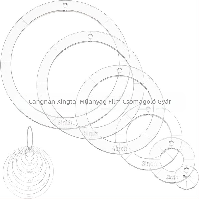Xing Tai 6 darabos körkörös akril sablonkészlet varráshoz patchwork