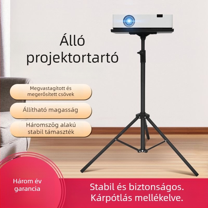 Állítható magasságú projektor háromlábú állvány emelő tálcával, multifunkcionális