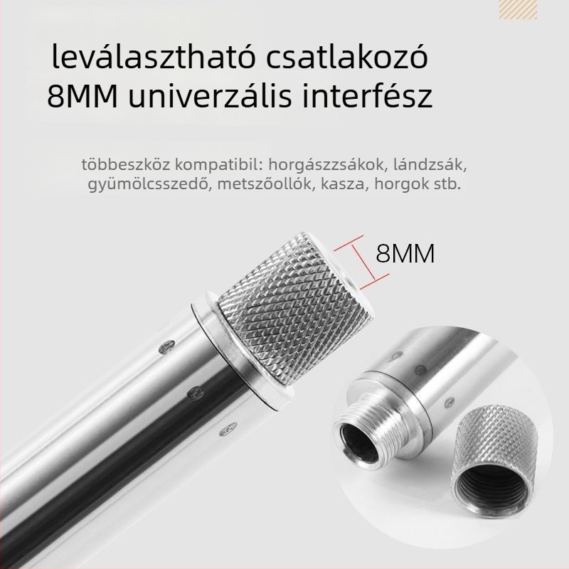 Teleszkópos halászhálóbot rozsdamentes acélból, varrat nélküli cső, megerősített, többfunkciós teljes készlet