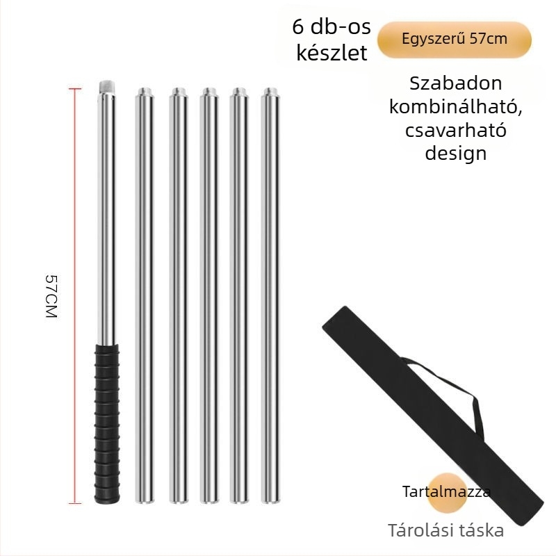 Teleszkópos halászhálóbot rozsdamentes acélból, varrat nélküli cső, megerősített, többfunkciós teljes készlet