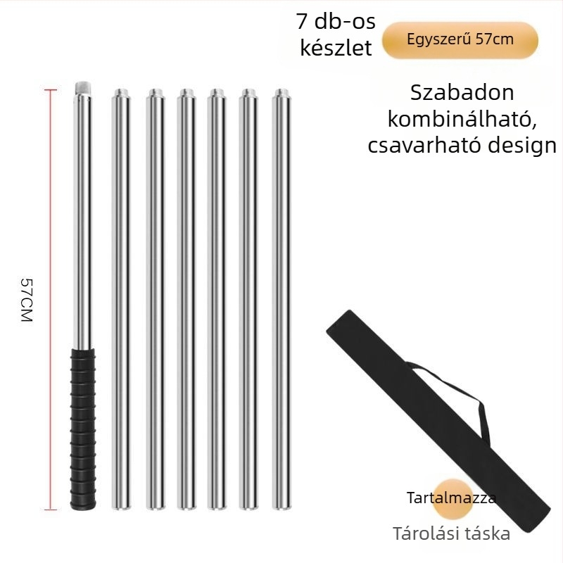 Teleszkópos halászhálóbot rozsdamentes acélból, varrat nélküli cső, megerősített, többfunkciós teljes készlet