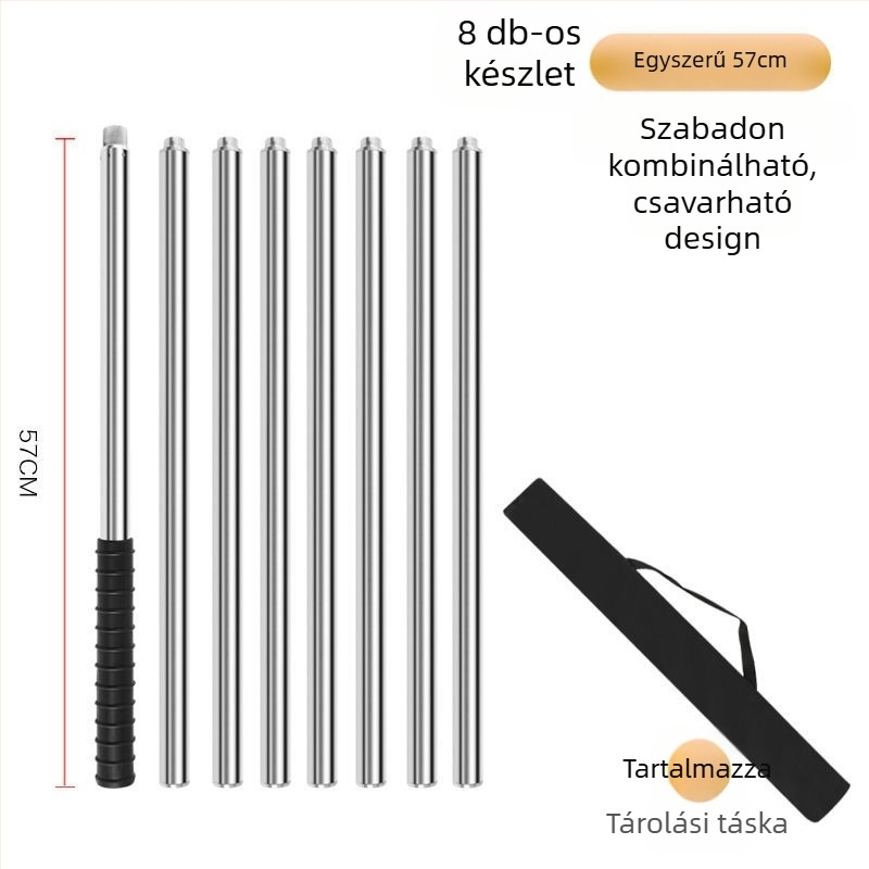 Teleszkópos halászhálóbot rozsdamentes acélból, varrat nélküli cső, megerősített, többfunkciós teljes készlet