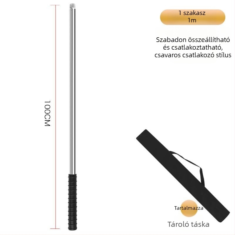 Teleszkópos halászhálóbot rozsdamentes acélból, varrat nélküli cső, megerősített, többfunkciós teljes készlet