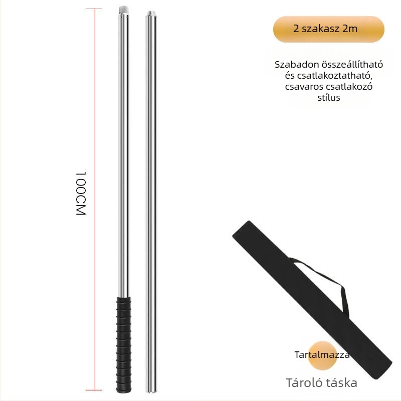 Teleszkópos halászhálóbot rozsdamentes acélból, varrat nélküli cső, megerősített, többfunkciós teljes készlet