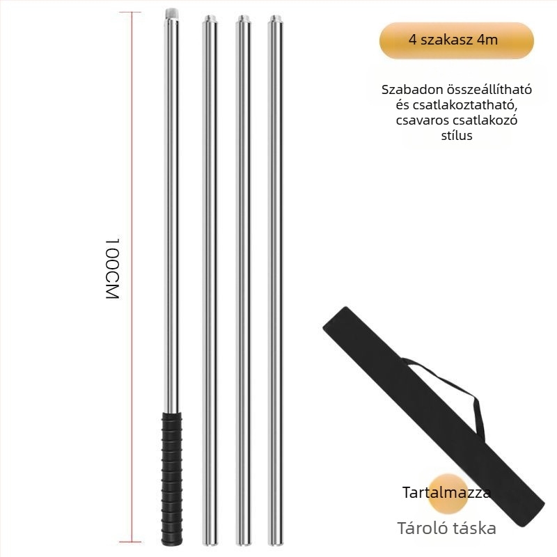 Teleszkópos halászhálóbot rozsdamentes acélból, varrat nélküli cső, megerősített, többfunkciós teljes készlet