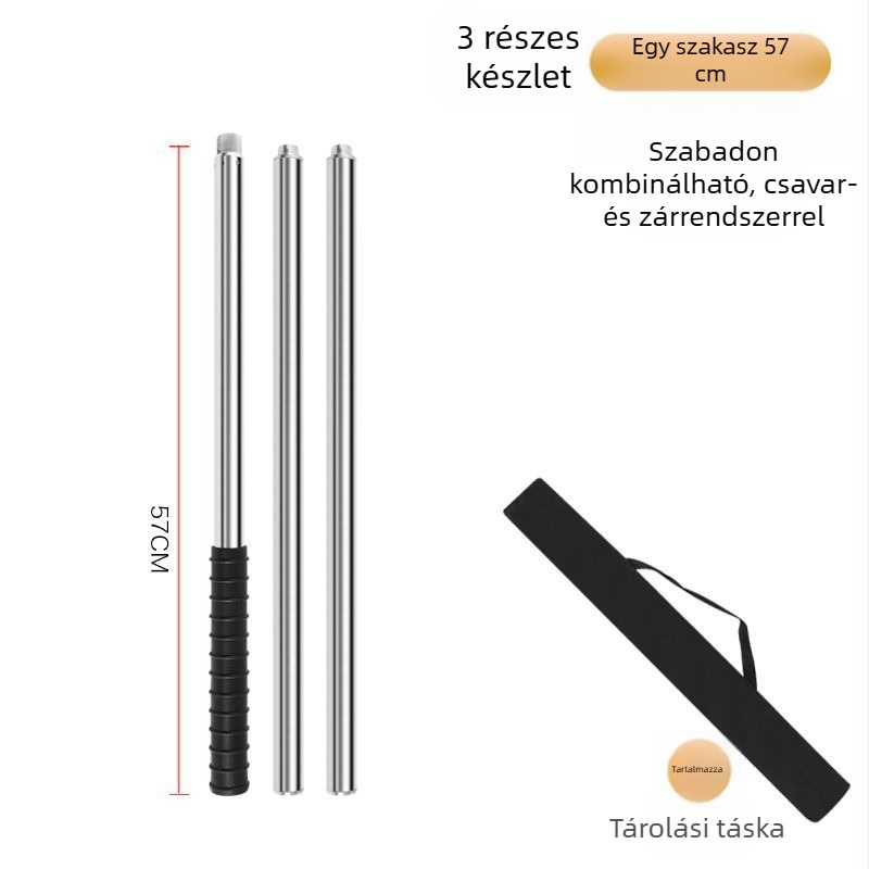 Teleszkópos halászhálóbot rozsdamentes acélból, varrat nélküli cső, megerősített, többfunkciós teljes készlet