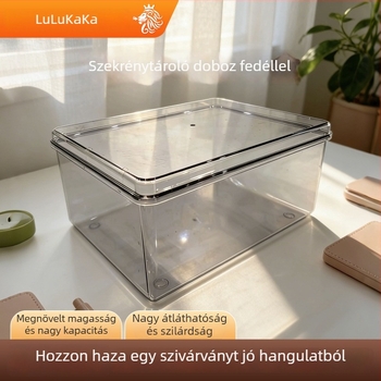 Nagy áttetsző ruhatartó doboz fedővel, 7,5 L kapacitás, ruhákhoz, alsóneműkhöz és kiegészítőkhöz