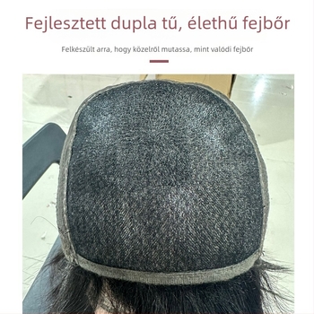 K290 rövid, egyenes paróka frufruval — valós emberi haj, skalp-akupunktúrás technológia, univerzális illeszkedés, nem festhető és nem dauerolható